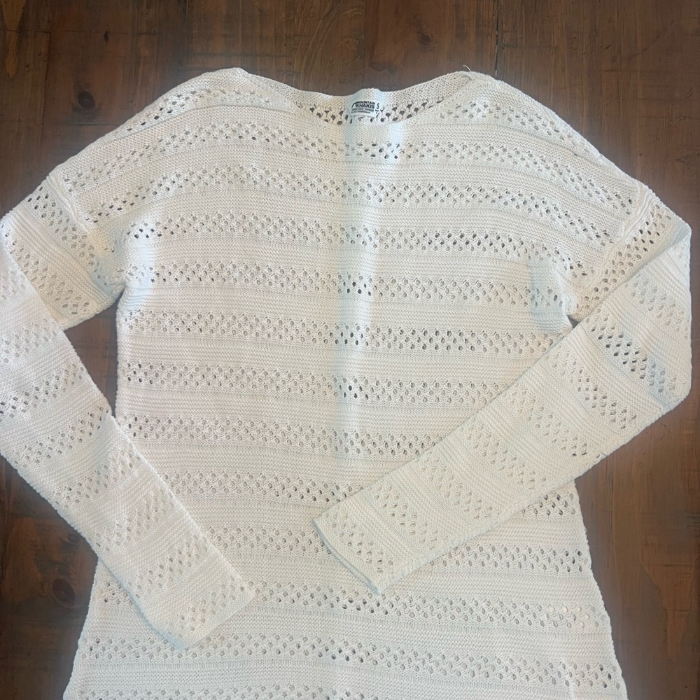 Mountain Khakis Women's White Open-Knit Long Sleeve Sweater